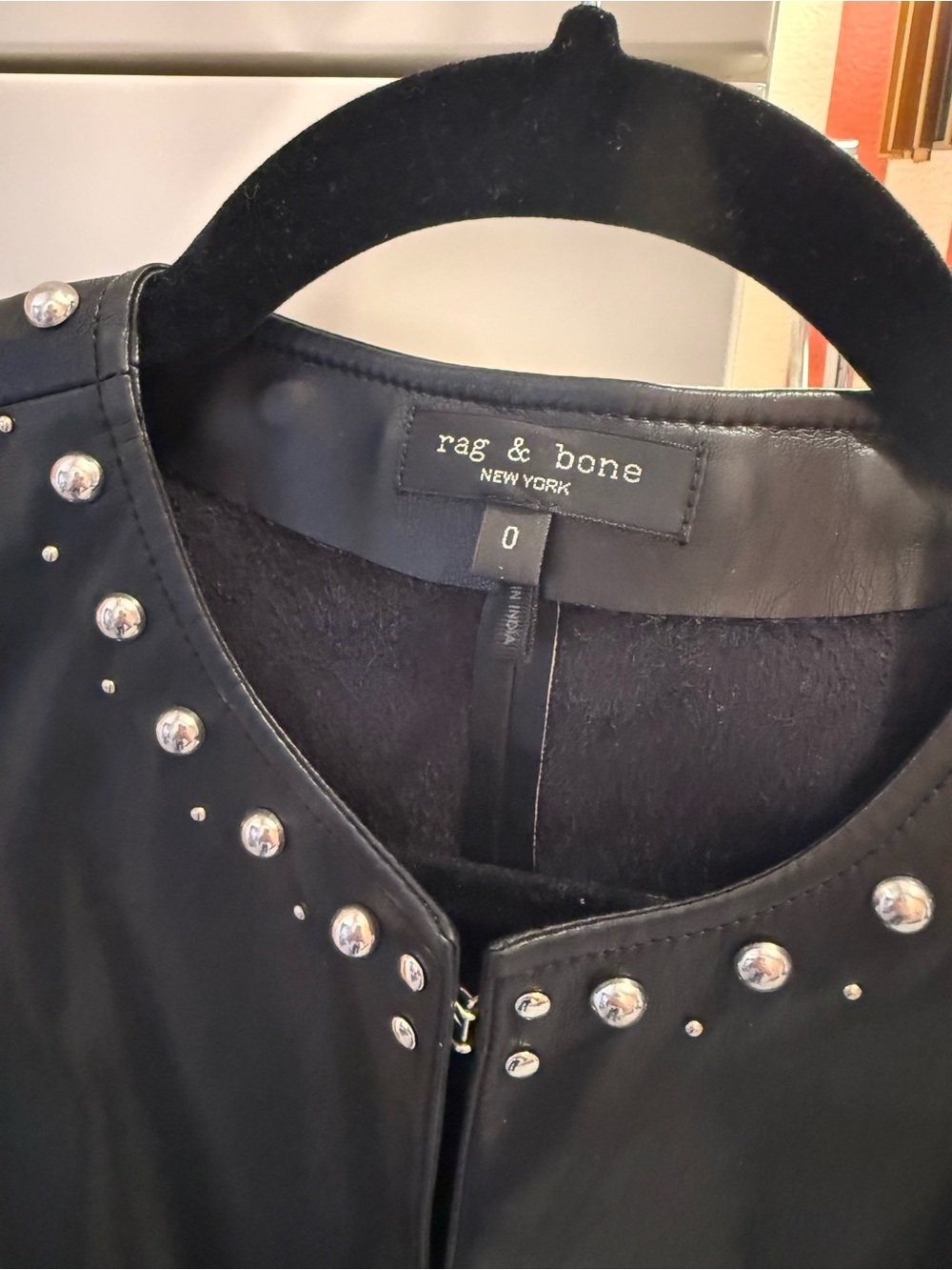 Rag & Bone Sleeveless Black Faux Leather Studded Dress Size 0 - Picture 3 of 4